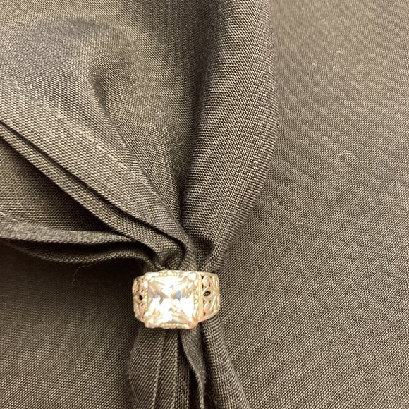 Silpada Sterling .925 Silver Uptown Cubic Zirconia and filigree ring. Size 7 - Picture 2 of 6